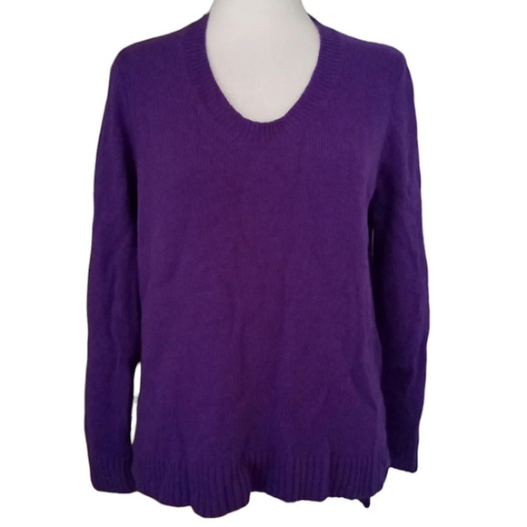 Eileen Fisher Jasmine Purple Yak Wool Blend Knit V Neck Sweater Size Small - Picture 1 of 8